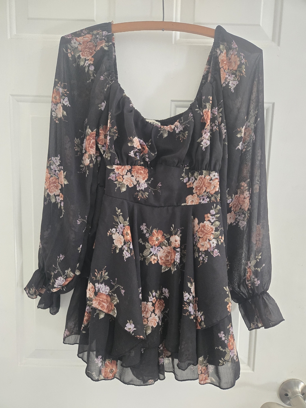 Inspired Hearts Short Romper Mini Dress Black Floral Size M
